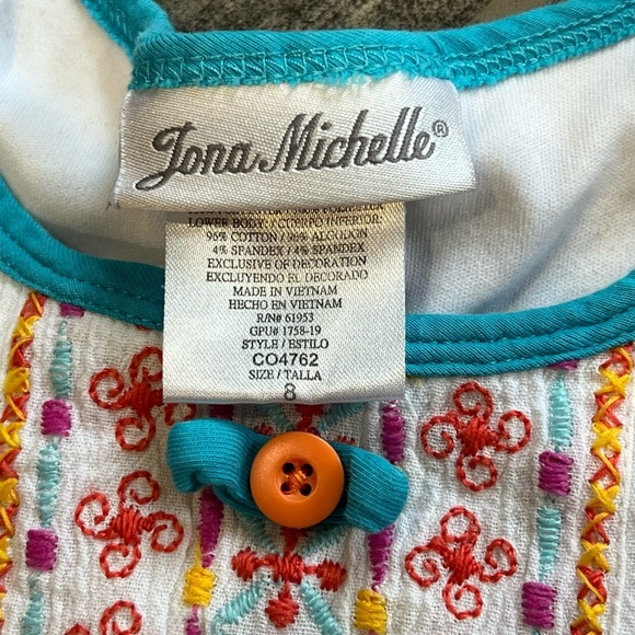Jona Michelle Girls Dress Sleeveless Embroidered Colorful Casual Size 8 - Picture 4 of 6